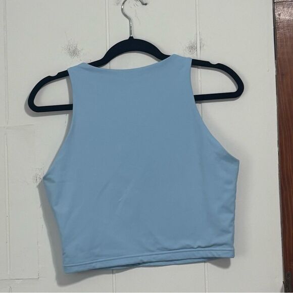 Reoria Light Blue High Neck Crop Tank Top Size L - Picture 4 of 4
